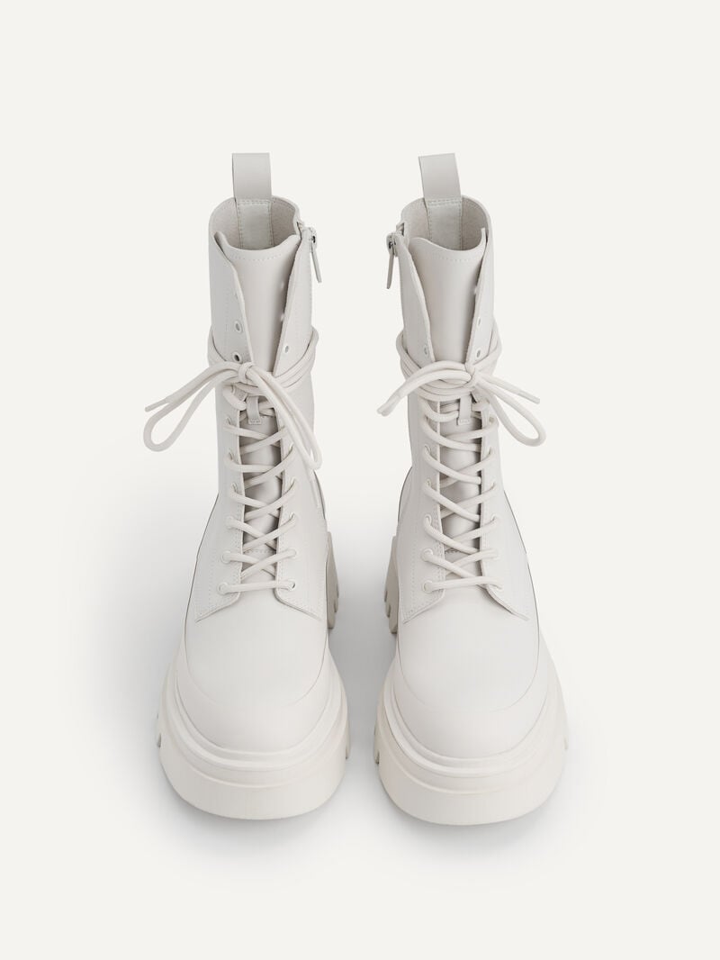 Pedro Platform Boots Women Ankle Boots Chalk | Q9Q-1337