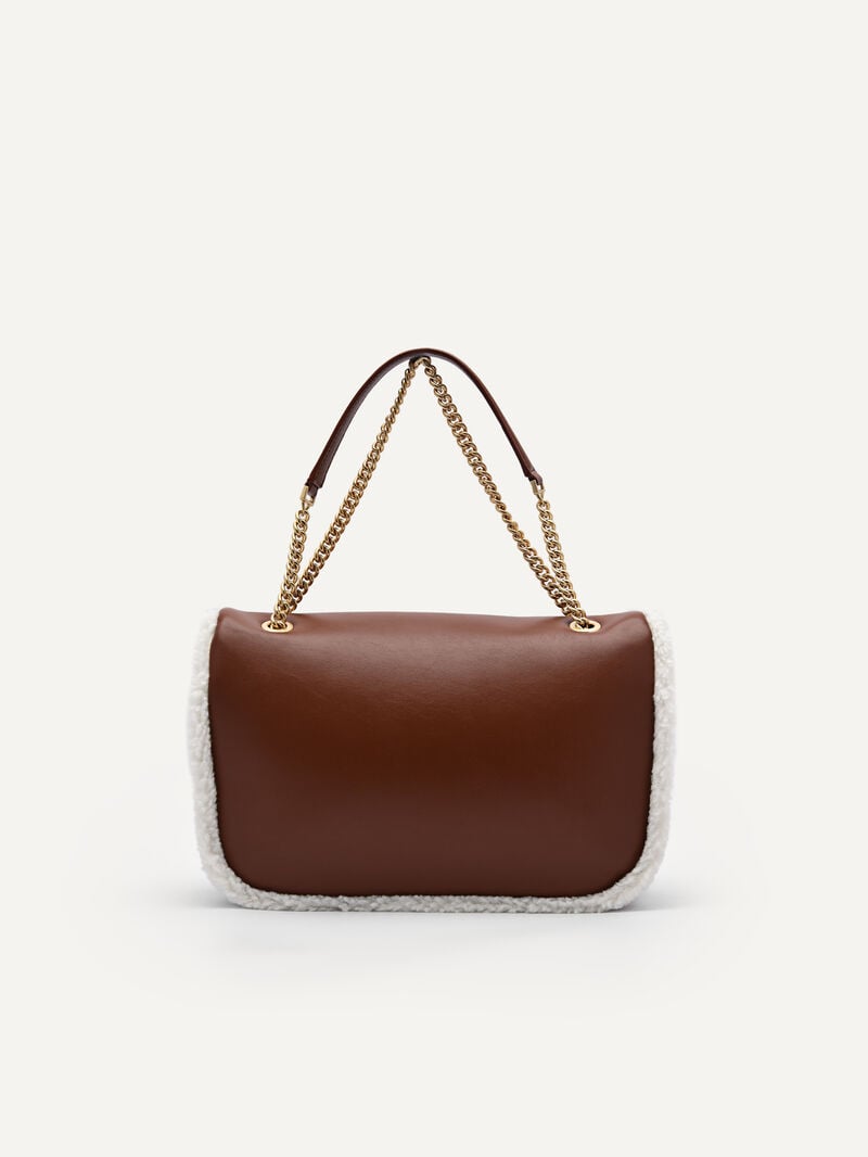 Pedro Quilted Faux Fur Bags Women Shoulder Bags Brown | Q9Q-1097