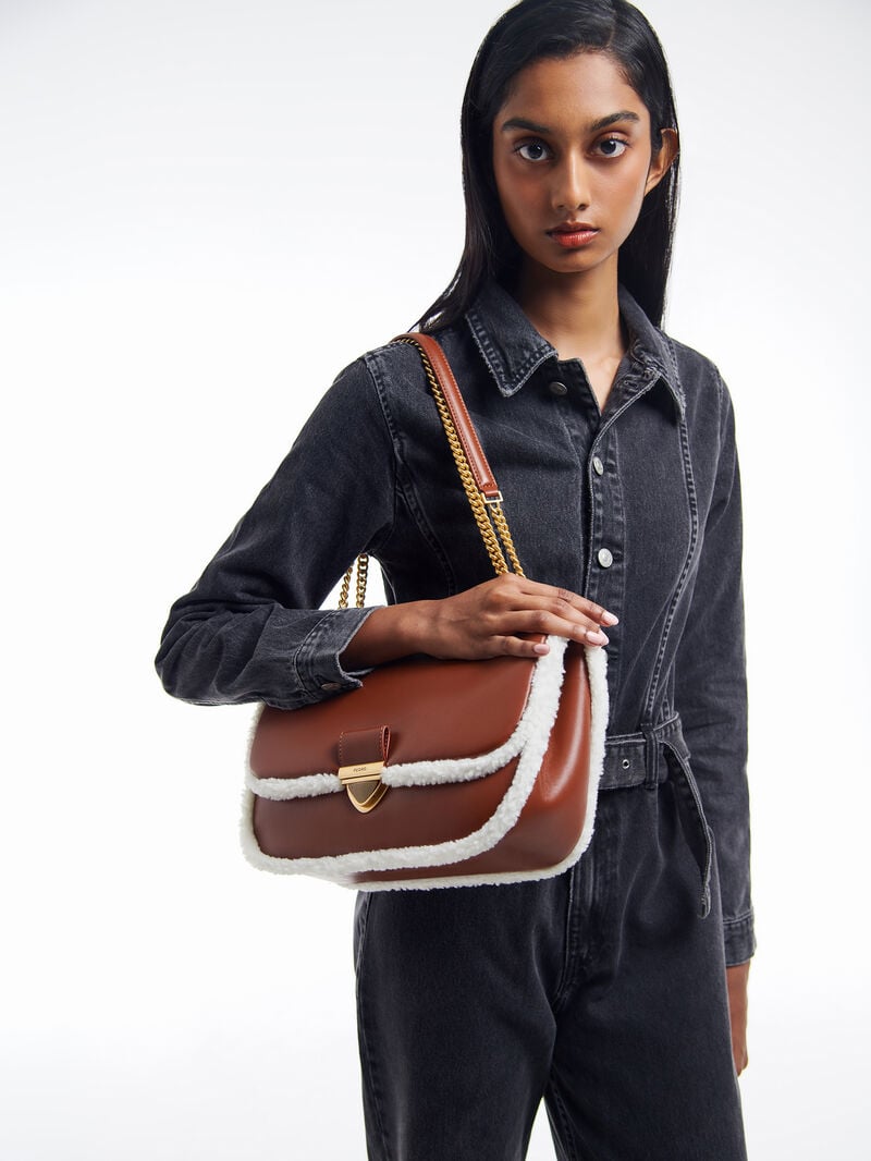 Pedro Quilted Faux Fur Bags Women Shoulder Bags Brown | Q9Q-1097