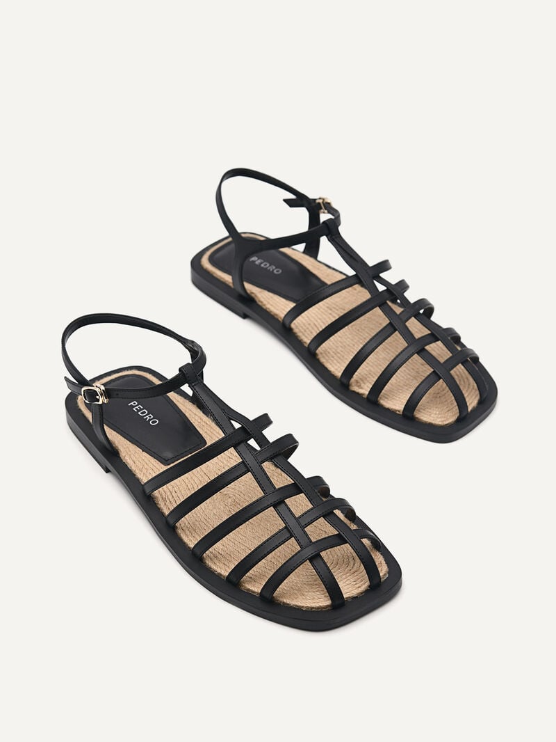Pedro Riata Sandals Women Flats Black | Q9Q-1596