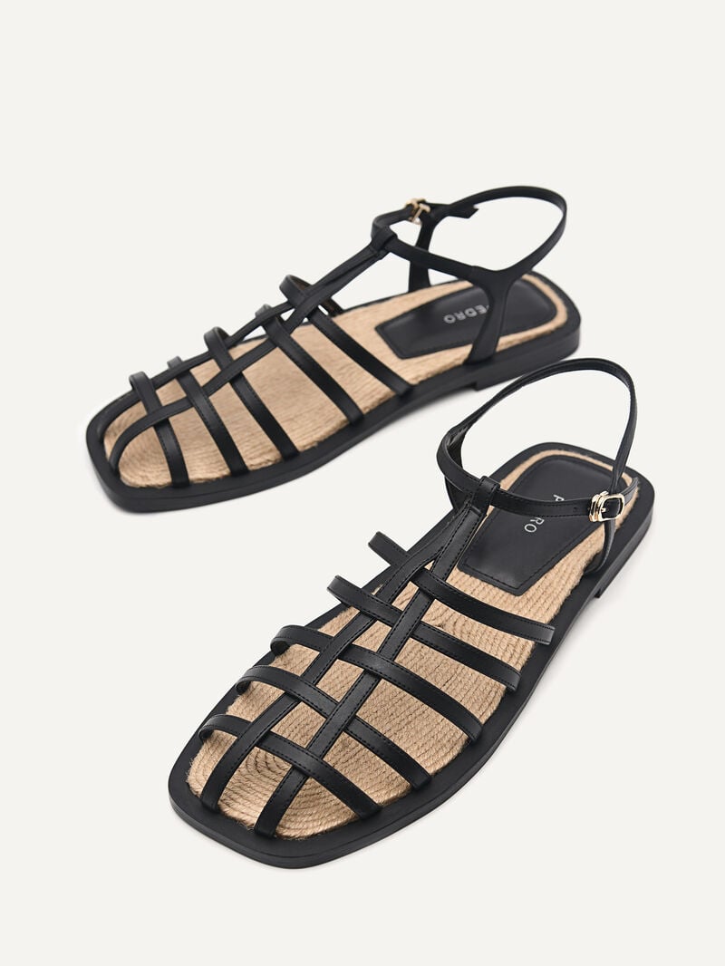 Pedro Riata Sandals Women Flats Black | Q9Q-1596