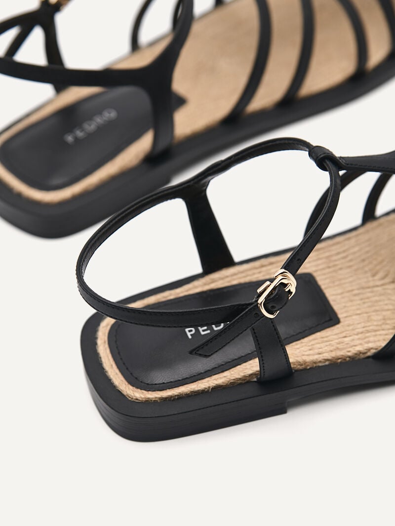 Pedro Riata Sandals Women Flats Black | Q9Q-1596