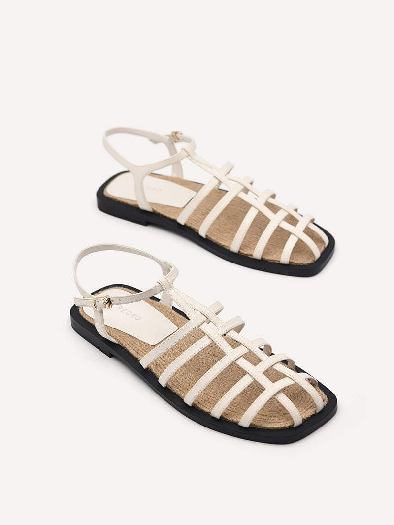 Pedro Riata Sandals Women Flats Chalk | Q9Q-1597