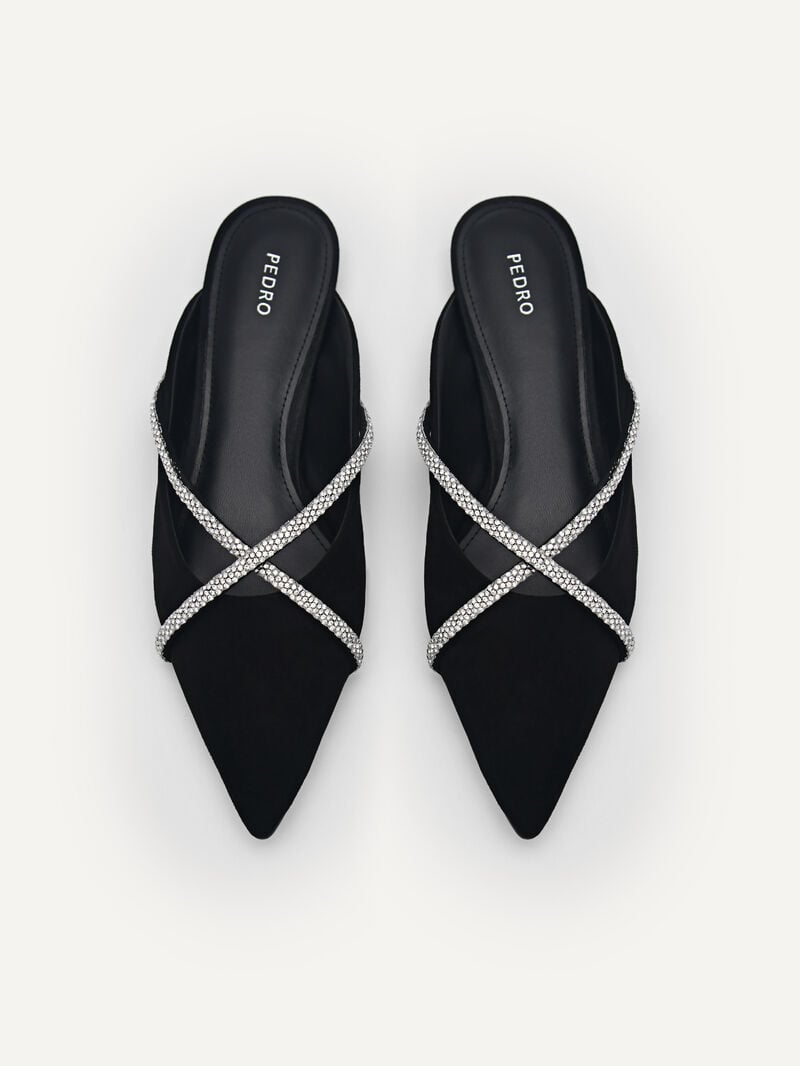 Pedro Rina Strappy Mules Women Flats Black | Q9Q-1592