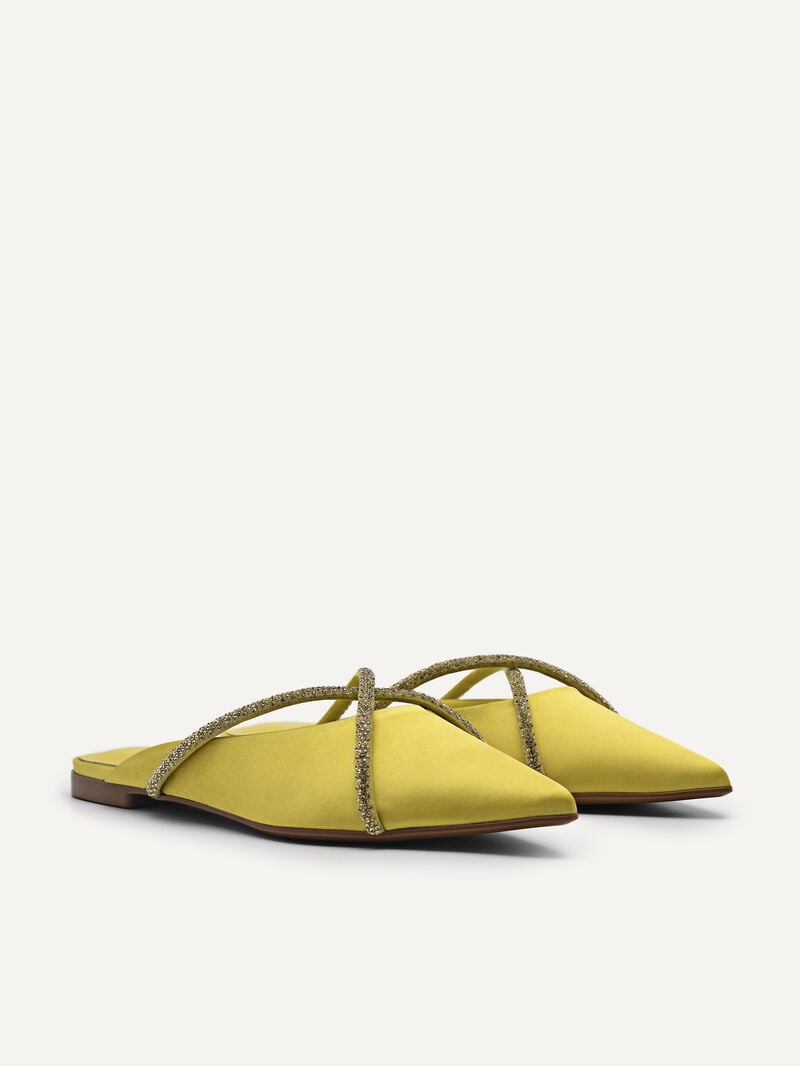 Pedro Rina Strappy Mules Women Flats Yellow | Q9Q-1594