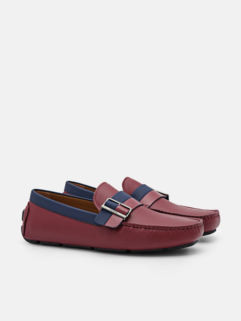 Pedro Ripley Leather Men Moccasins Maroon | Q9Q-1586