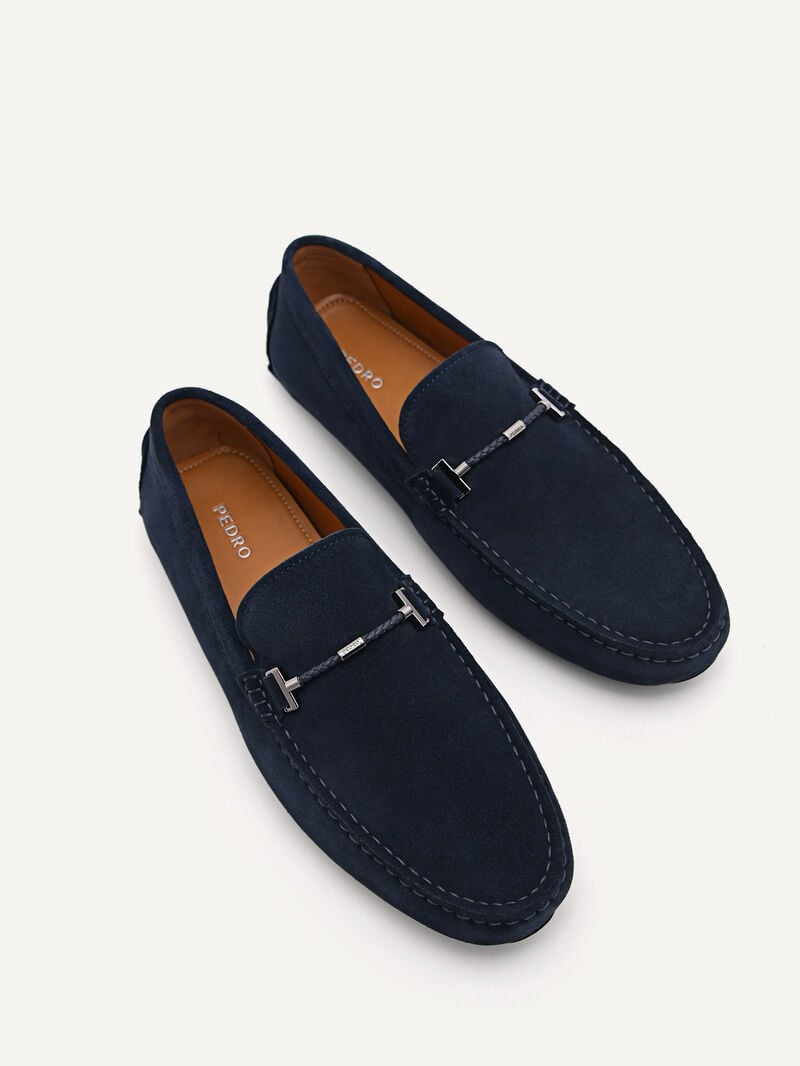Pedro Robert Leather Men Moccasins Navy | Q9Q-1580