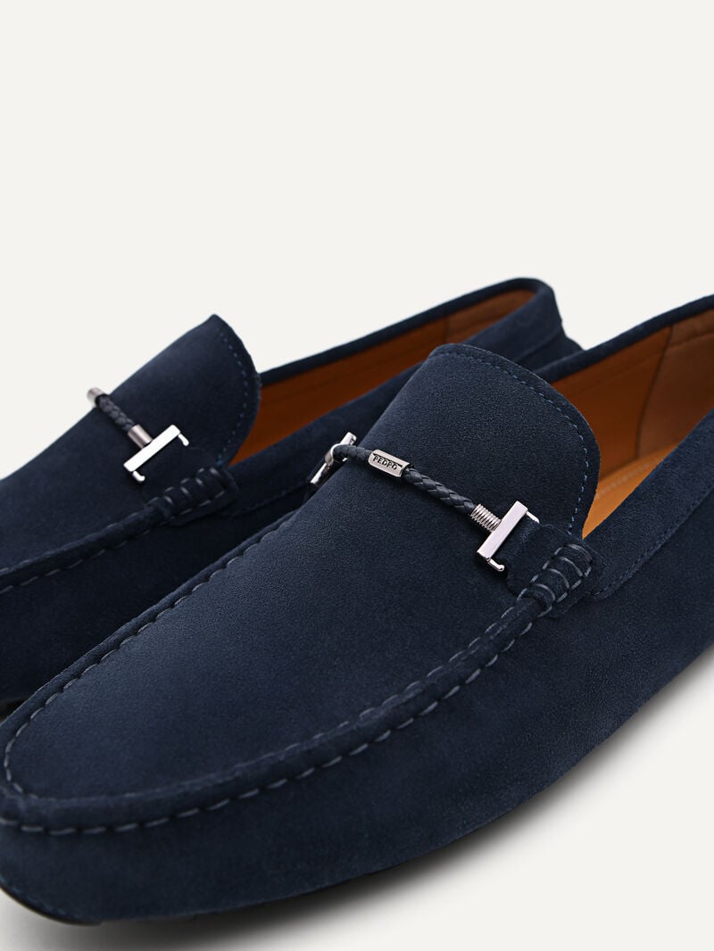 Pedro Robert Leather Men Moccasins Navy | Q9Q-1580