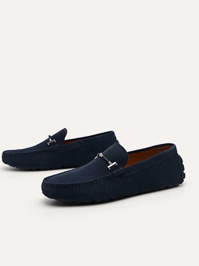 Pedro Robert Leather Men Moccasins Navy | Q9Q-1580