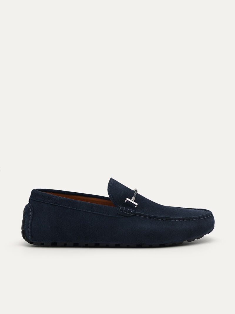 Pedro Robert Leather Men Moccasins Navy | Q9Q-1580