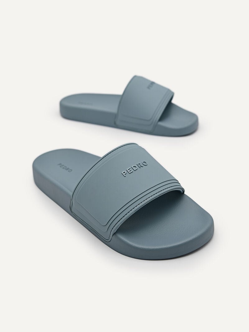 Pedro Rubber Slides Women Flats Slate Blue | Q9Q-1572
