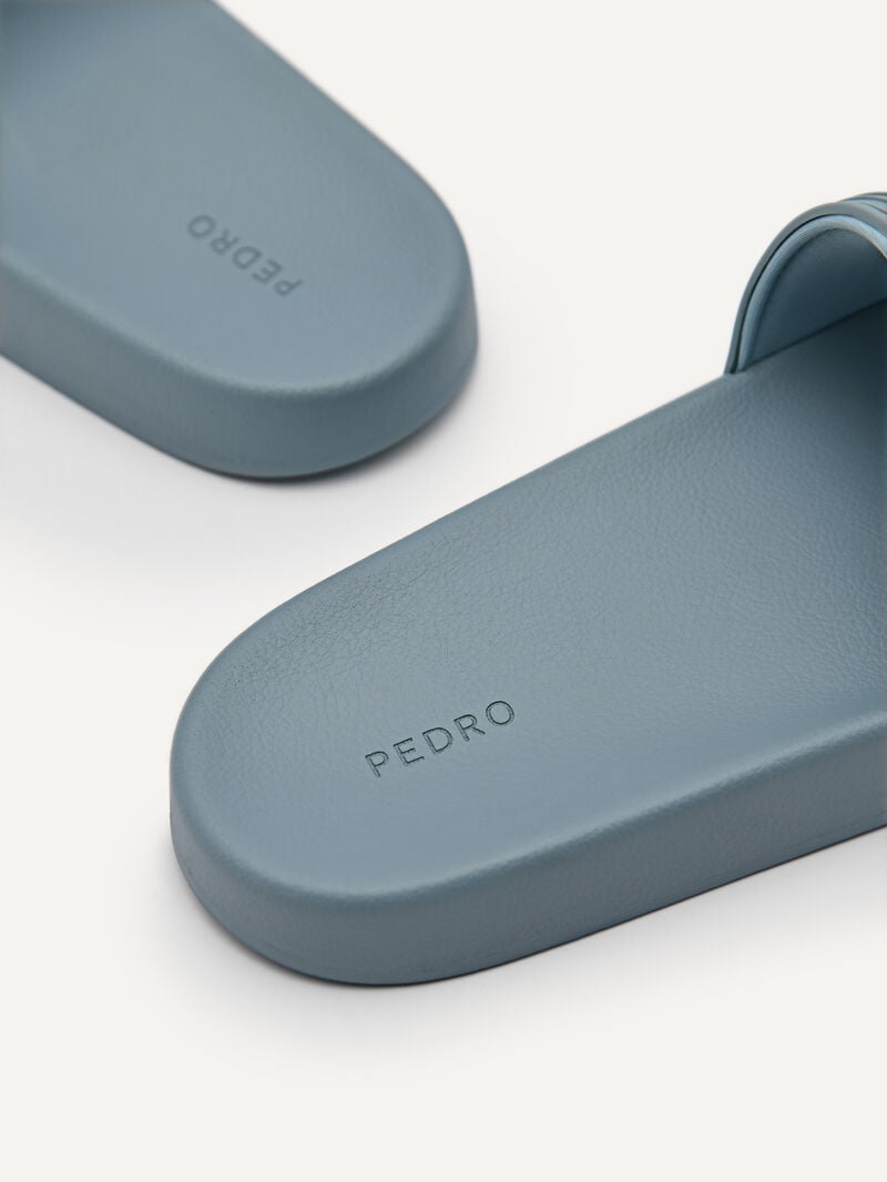Pedro Rubber Slides Women Flats Slate Blue | Q9Q-1572