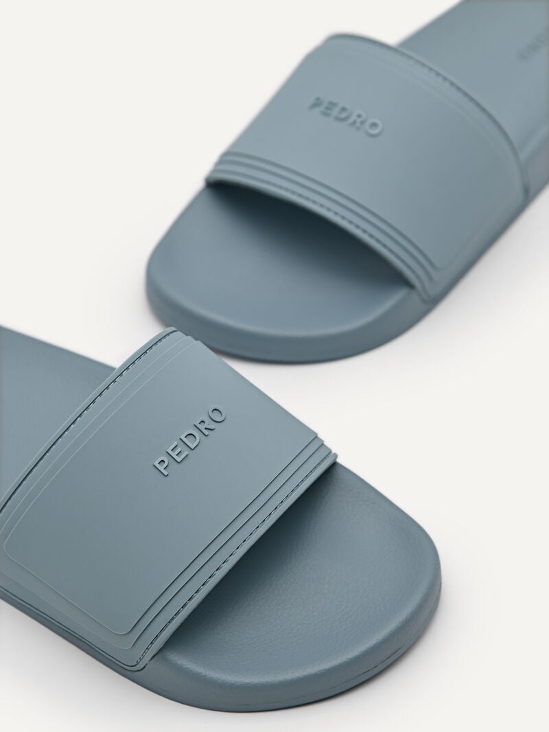 Pedro Rubber Slides Women Flats Slate Blue | Q9Q-1572