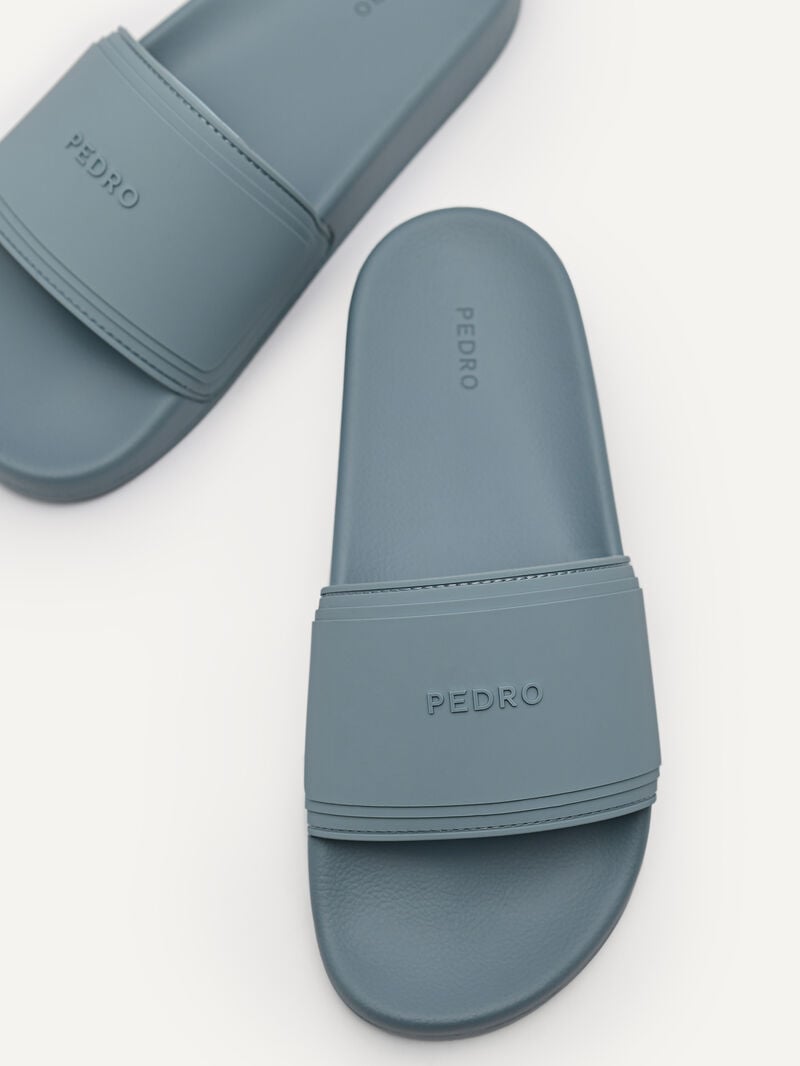 Pedro Rubber Slides Women Flats Slate Blue | Q9Q-1572