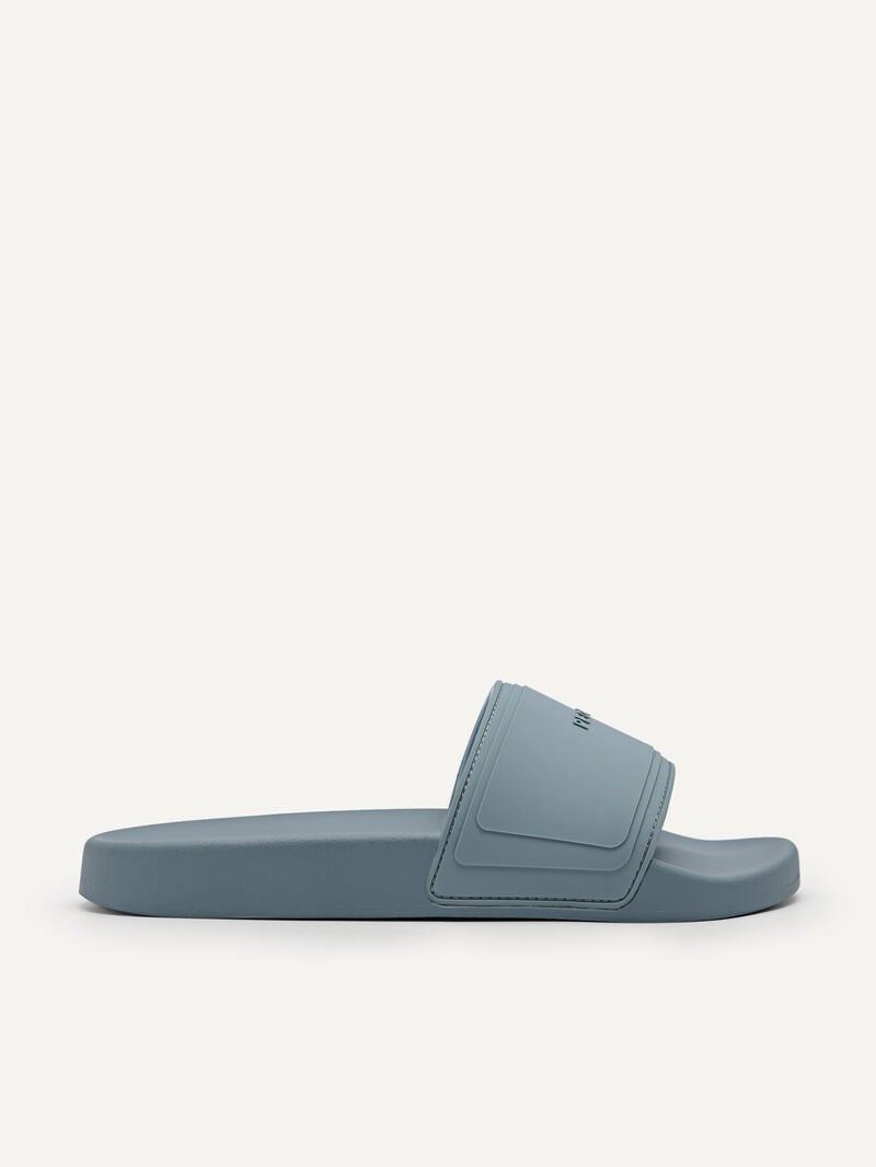 Pedro Rubber Slides Women Flats Slate Blue | Q9Q-1572