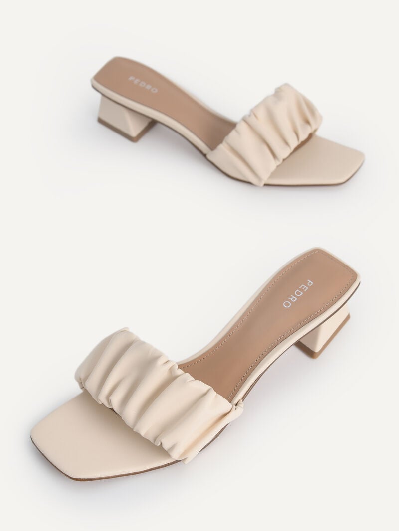 Pedro Ruched Women Mules Beige | Q9Q-1409