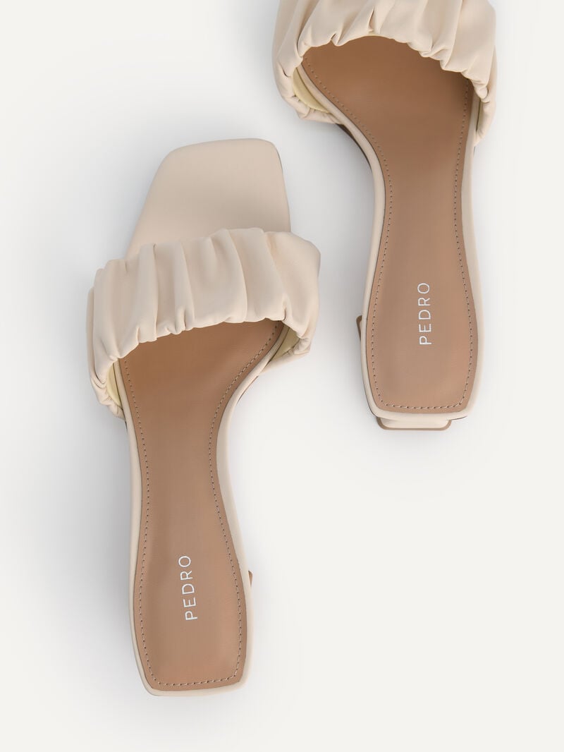 Pedro Ruched Women Mules Beige | Q9Q-1409