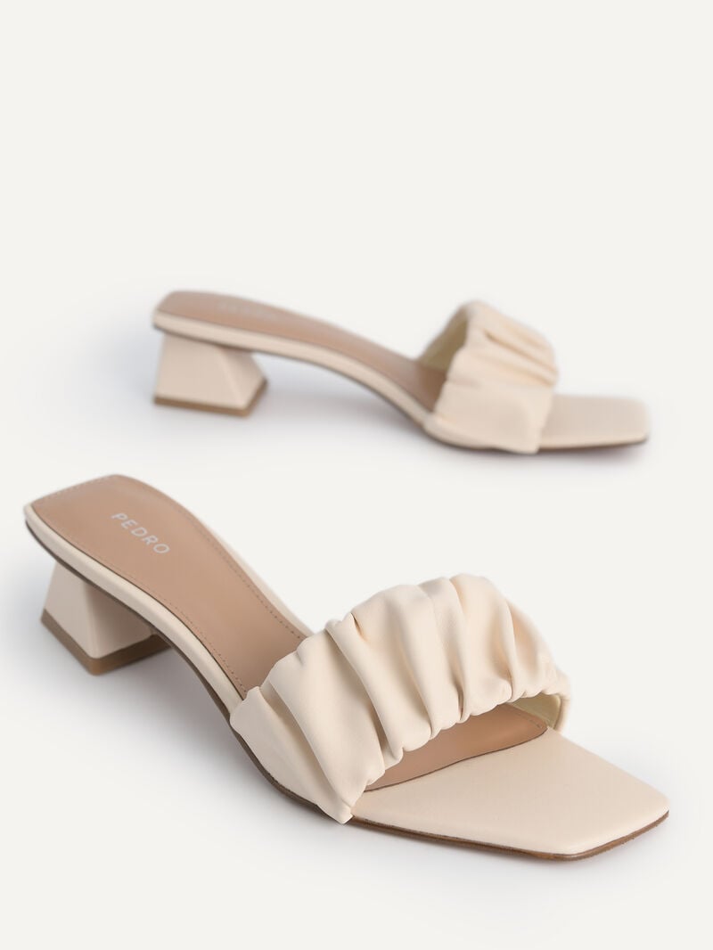 Pedro Ruched Women Mules Beige | Q9Q-1409