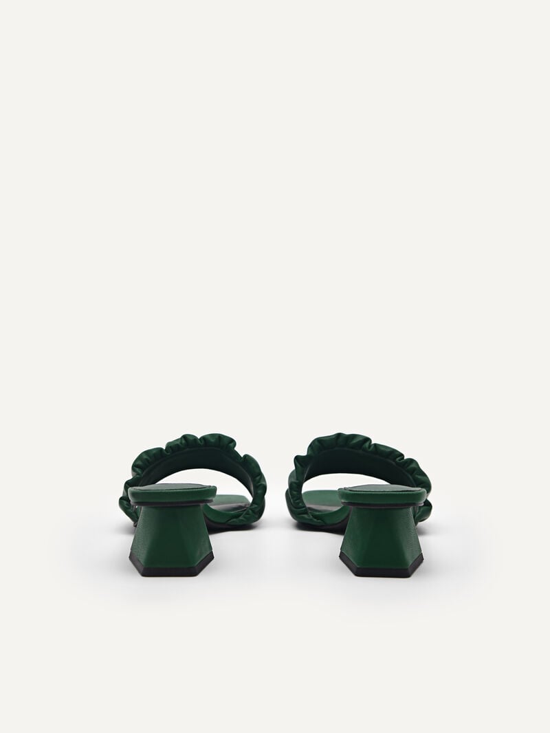 Pedro Ruched Women Mules Dark Green | Q9Q-1410