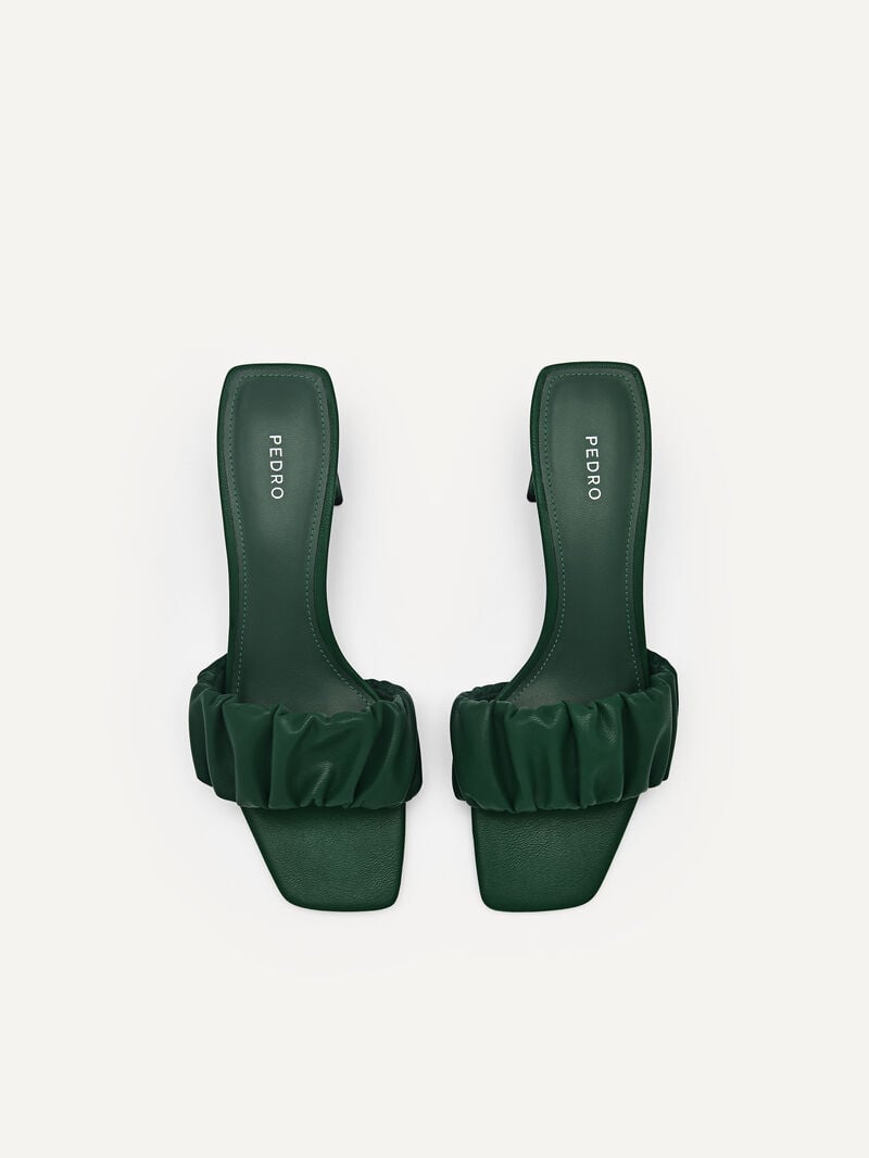 Pedro Ruched Women Mules Dark Green | Q9Q-1410