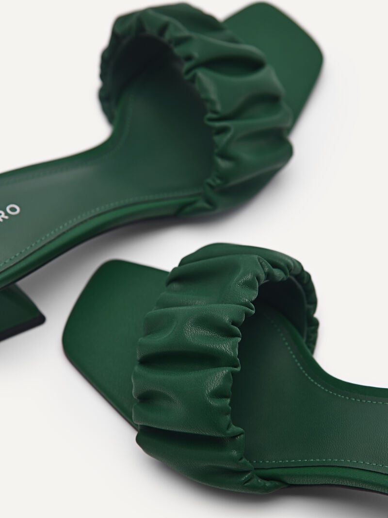Pedro Ruched Women Mules Dark Green | Q9Q-1410