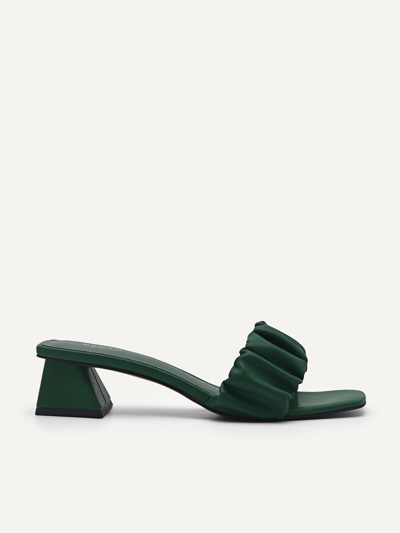 Pedro Ruched Women Mules Dark Green | Q9Q-1410
