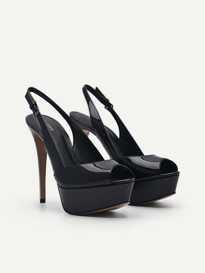 Pedro Slingback Women Heel Sandals Black | Q9Q-1396