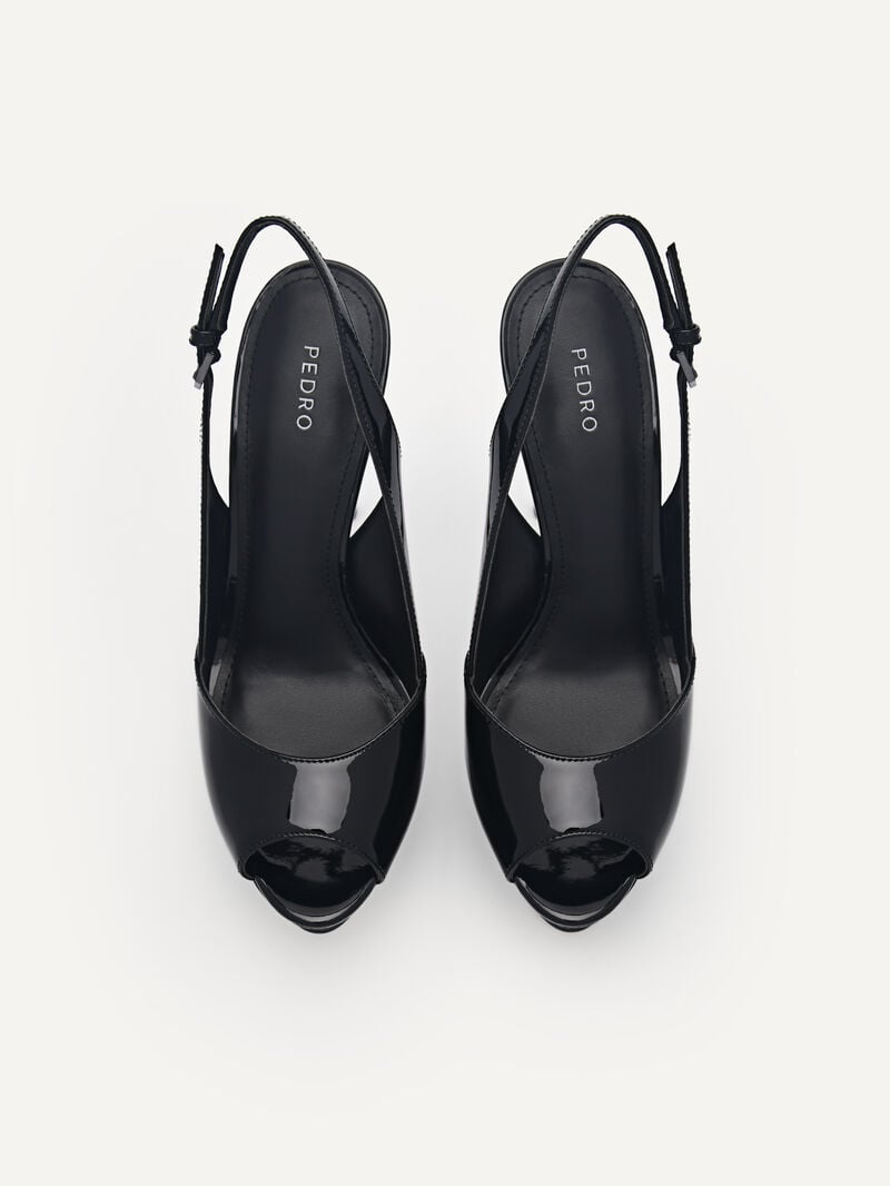 Pedro Slingback Women Heel Sandals Black | Q9Q-1396