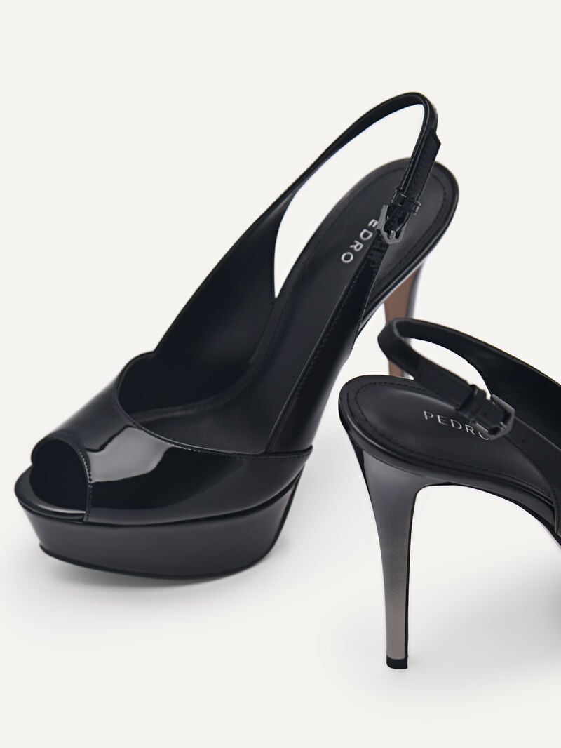 Pedro Slingback Women Heel Sandals Black | Q9Q-1396