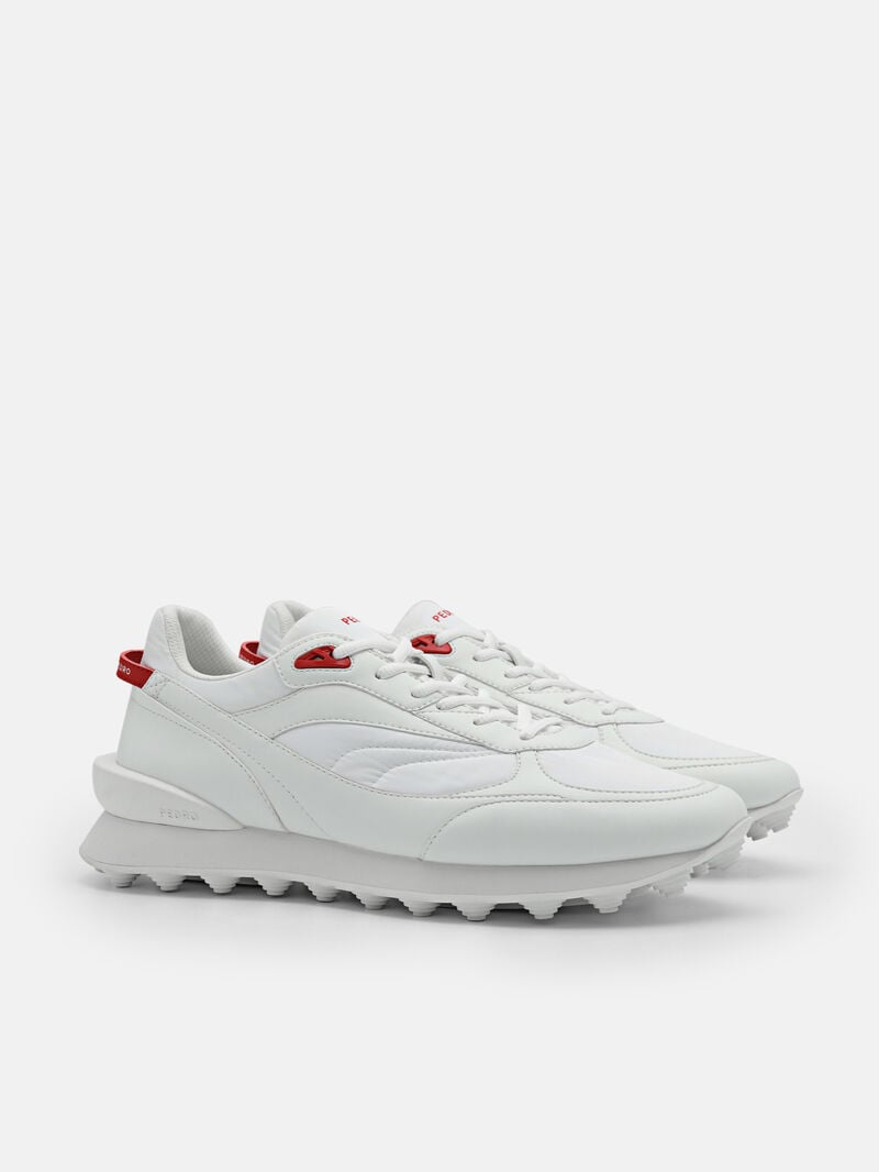 Pedro Stadium Nylon Sneakers Men Low Top Sneakers White | Q9Q-1562