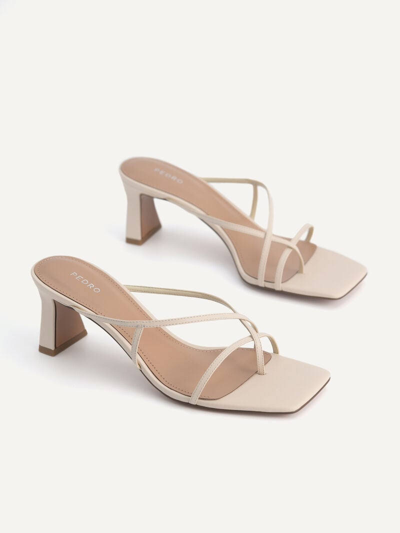Pedro Strappy Toe Loop Women Heel Sandals Beige | Q9Q-1382