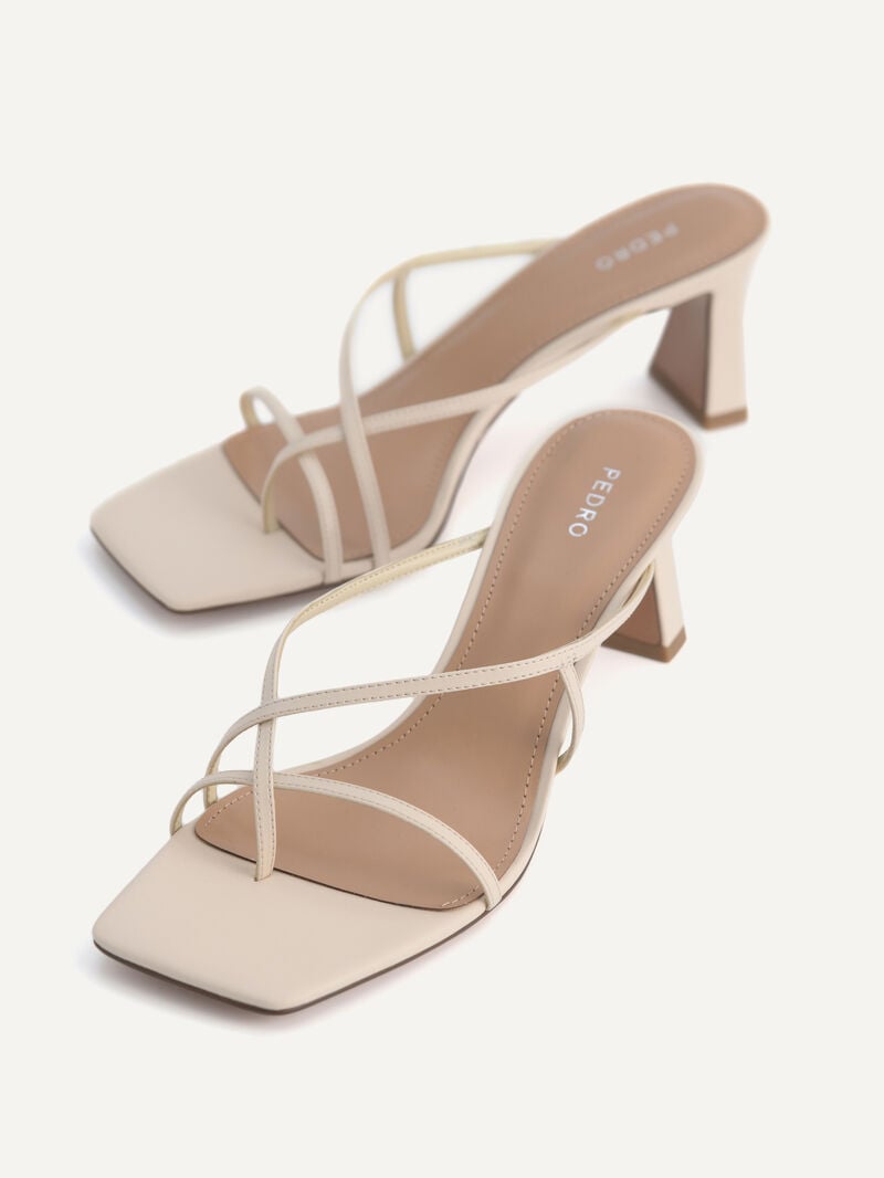 Pedro Strappy Toe Loop Women Heel Sandals Beige | Q9Q-1382