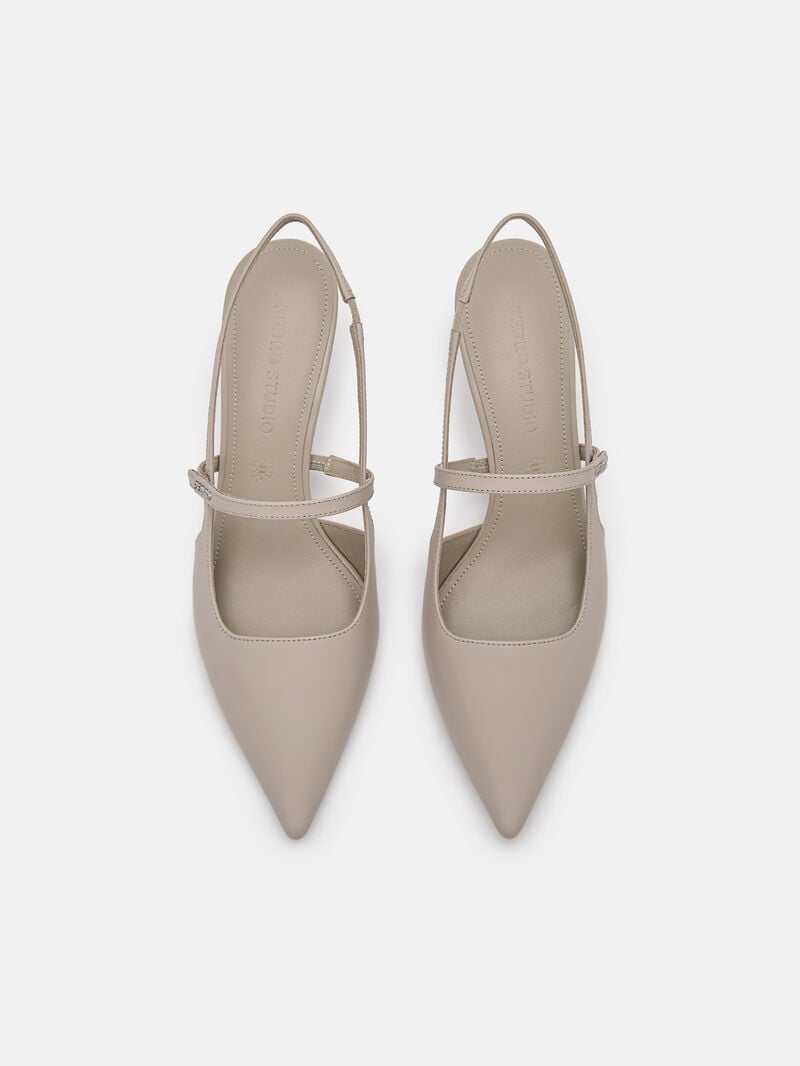 Pedro Studio Amerie Leather Women Pumps Taupe | Q9Q-2081