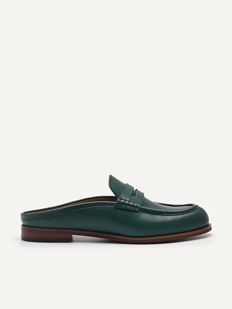 Pedro Studio Blake Leather Mules Women Flats Teal | Q9Q-2104