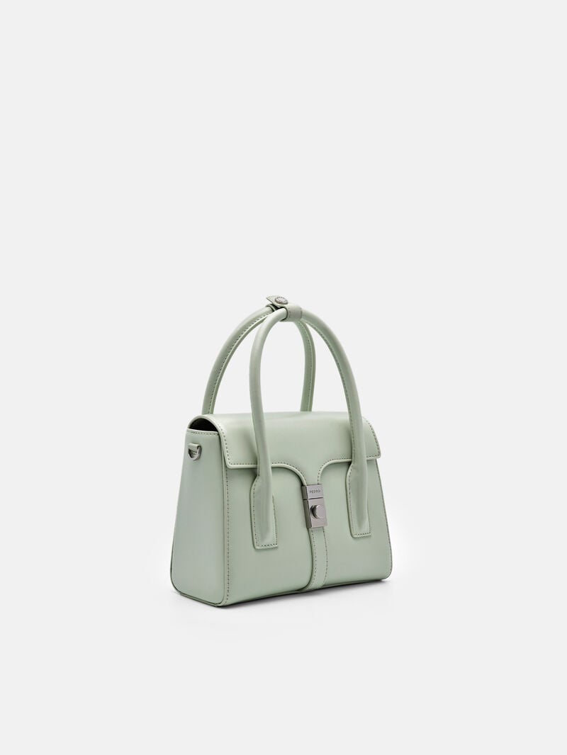 Pedro Studio Farida Leather Compact Handbag Women Top Handle Bags Light Green | Q9Q-2043