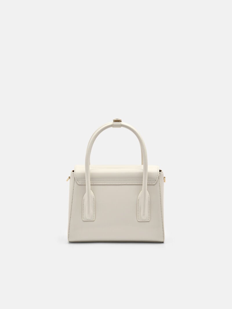 Pedro Studio Farida Leather Compact Handbag Women Top Handle Bags Chalk | Q9Q-2042