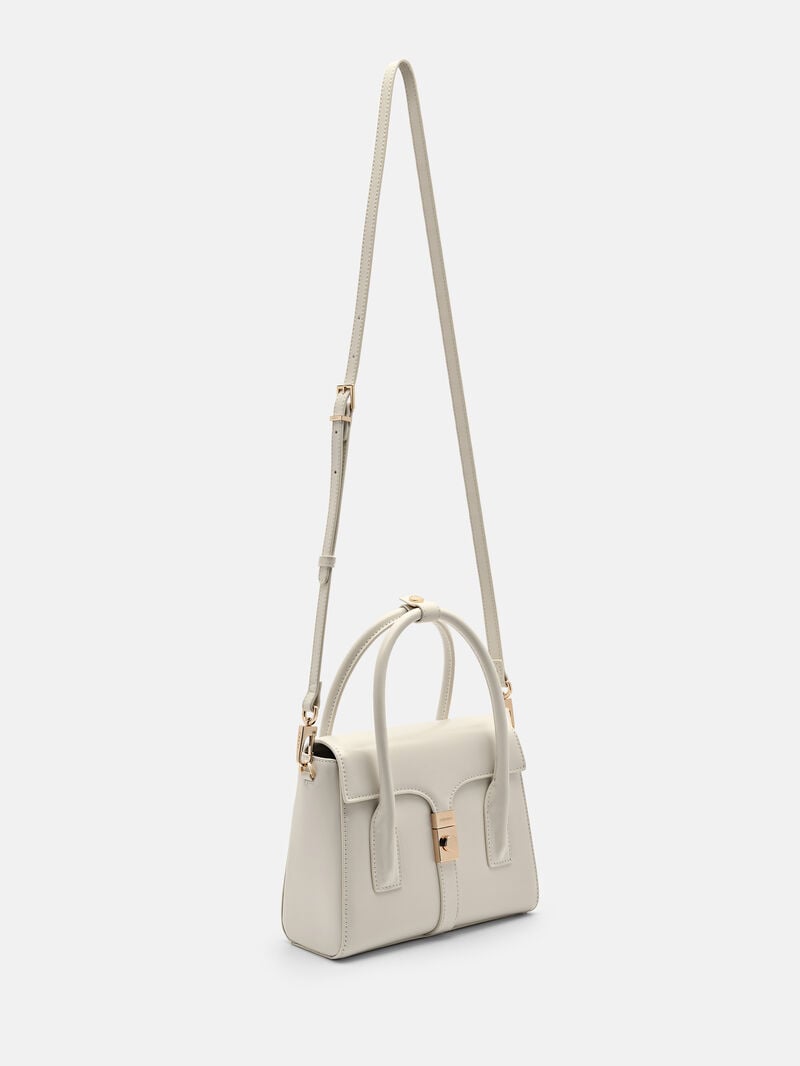 Pedro Studio Farida Leather Compact Handbag Women Top Handle Bags Chalk | Q9Q-2042