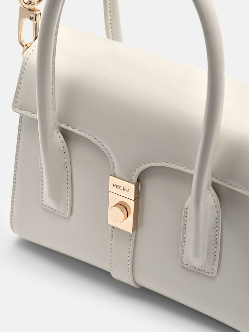 Pedro Studio Farida Leather Compact Handbag Women Top Handle Bags Chalk | Q9Q-2042