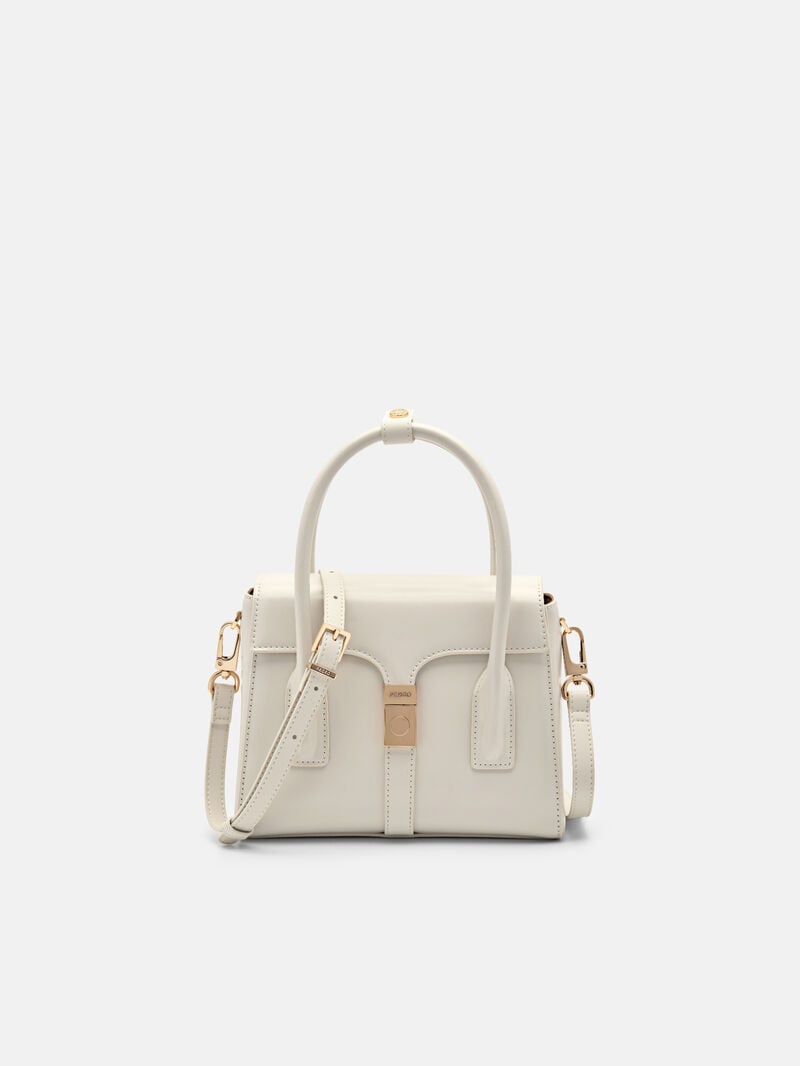 Pedro Studio Farida Leather Compact Handbag Women Top Handle Bags Chalk | Q9Q-2042
