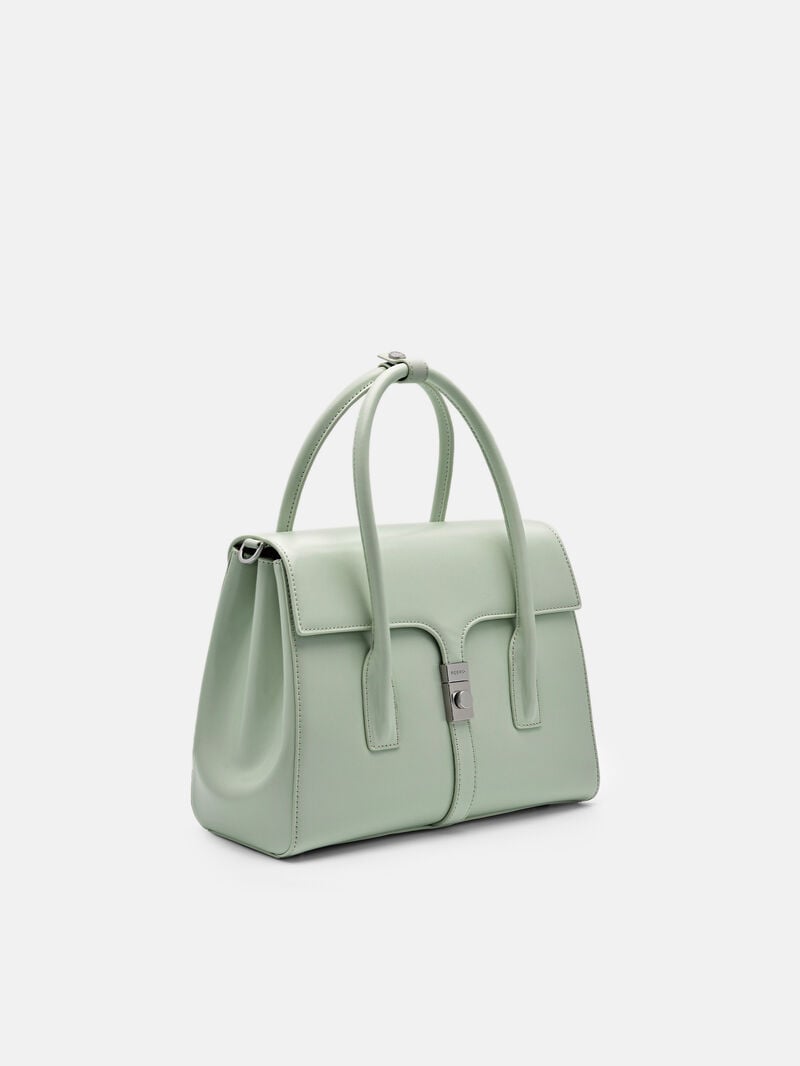 Pedro Studio Farida Leather Handbag Women Top Handle Bags Light Green | Q9Q-2040
