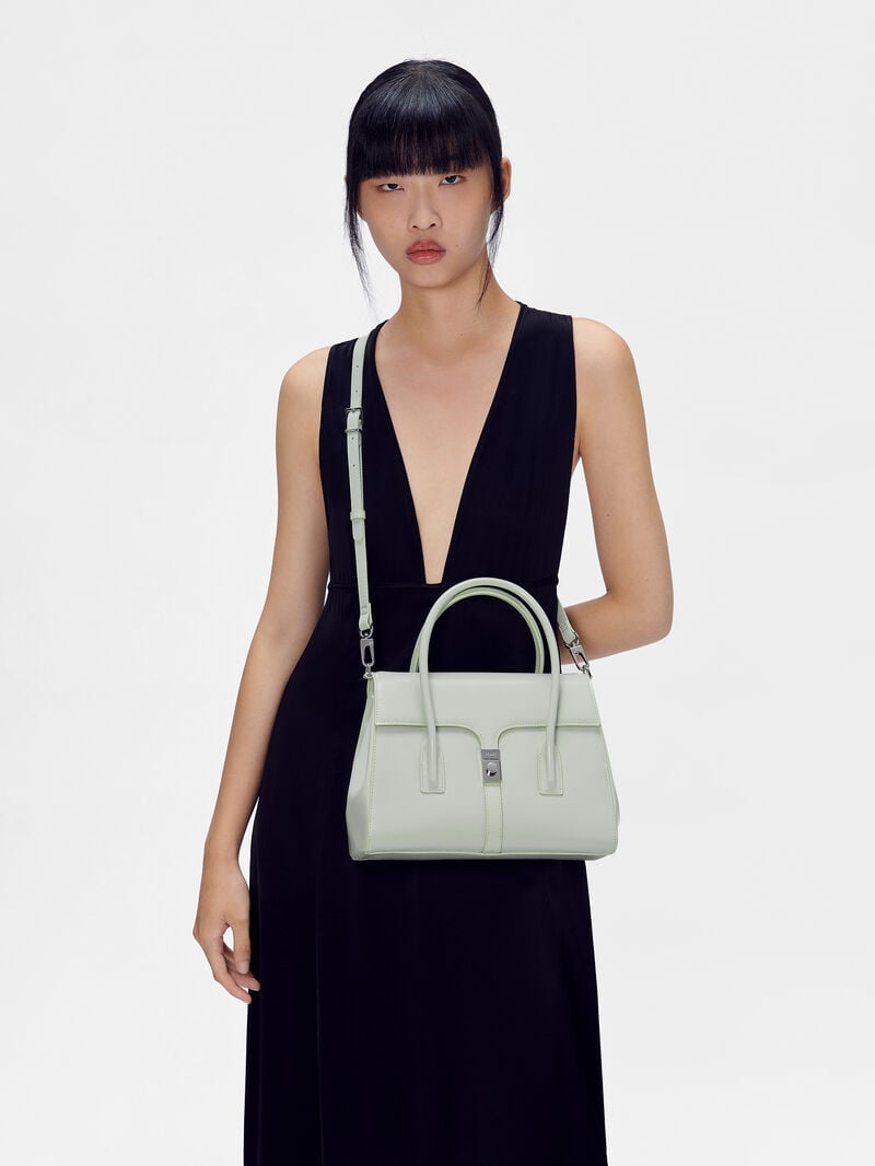 Pedro Studio Farida Leather Handbag Women Top Handle Bags Light Green | Q9Q-2040