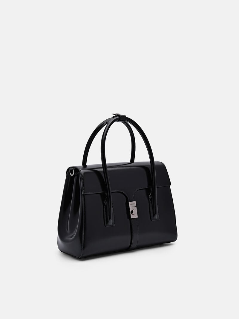 Pedro Studio Farida Leather Handbag Women Top Handle Bags Black | Q9Q-2039