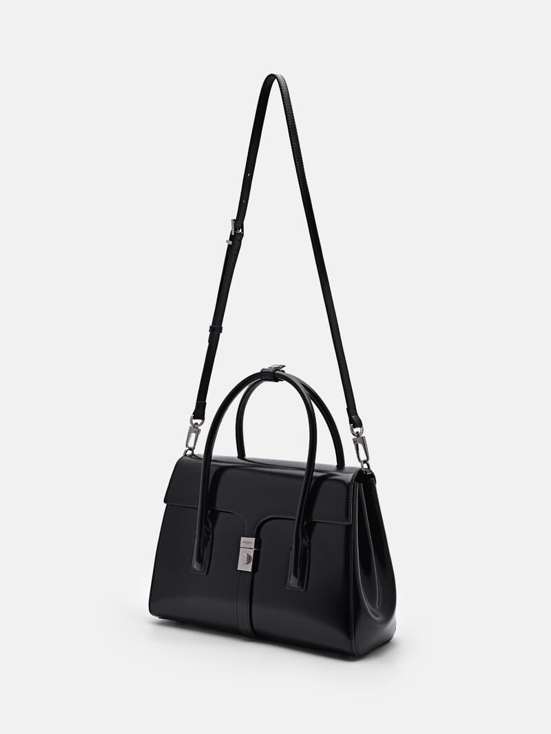 Pedro Studio Farida Leather Handbag Women Top Handle Bags Black | Q9Q-2039