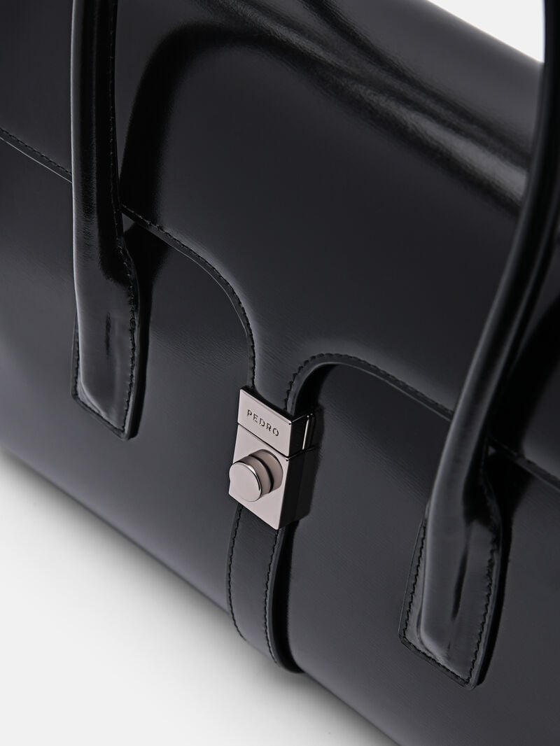 Pedro Studio Farida Leather Handbag Women Top Handle Bags Black | Q9Q-2039
