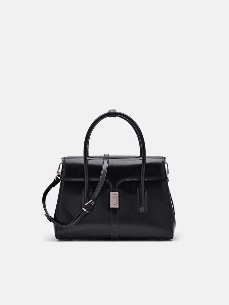 Pedro Studio Farida Leather Handbag Women Top Handle Bags Black | Q9Q-2039