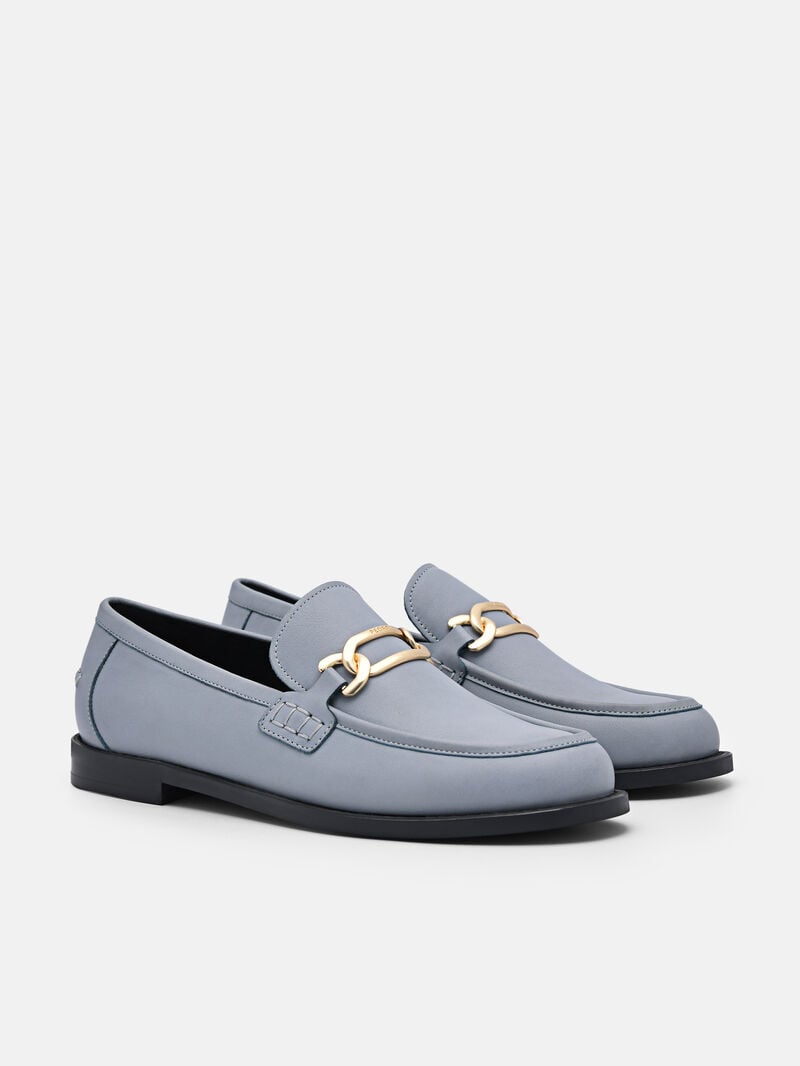 Pedro Studio Jeanne Leather Loafers Women Flats Slate Blue | Q9Q-2098