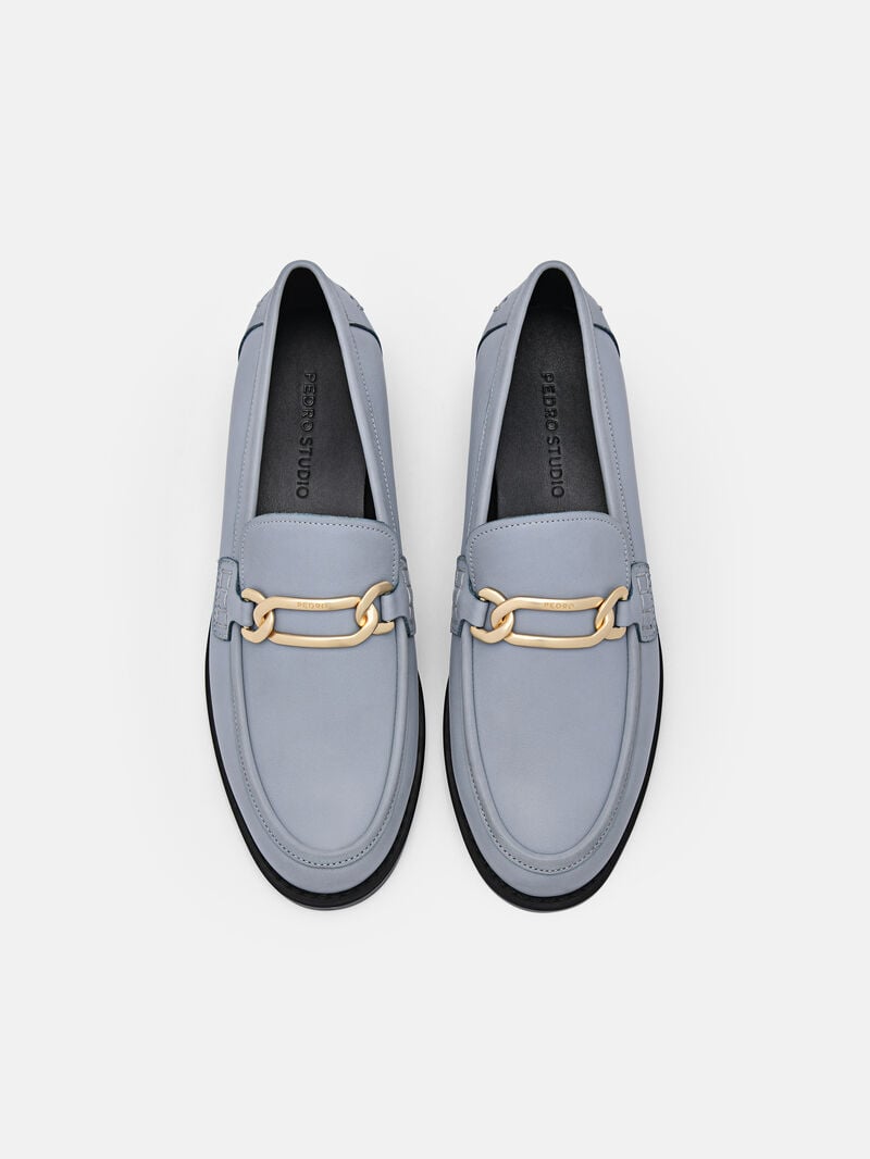 Pedro Studio Jeanne Leather Loafers Women Flats Slate Blue | Q9Q-2098