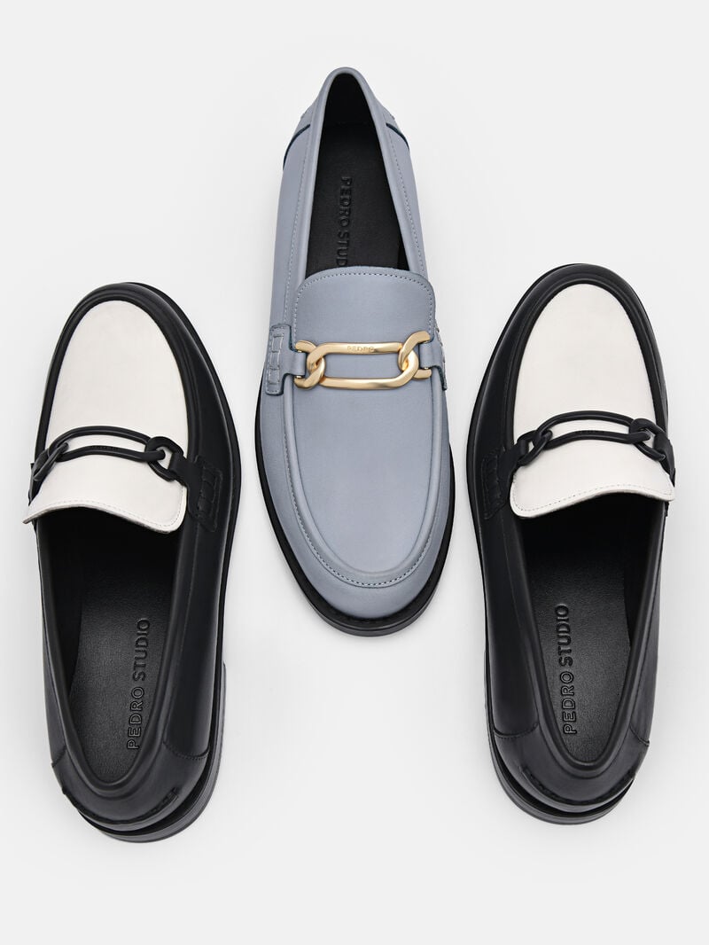 Pedro Studio Jeanne Leather Loafers Women Flats Slate Blue | Q9Q-2098