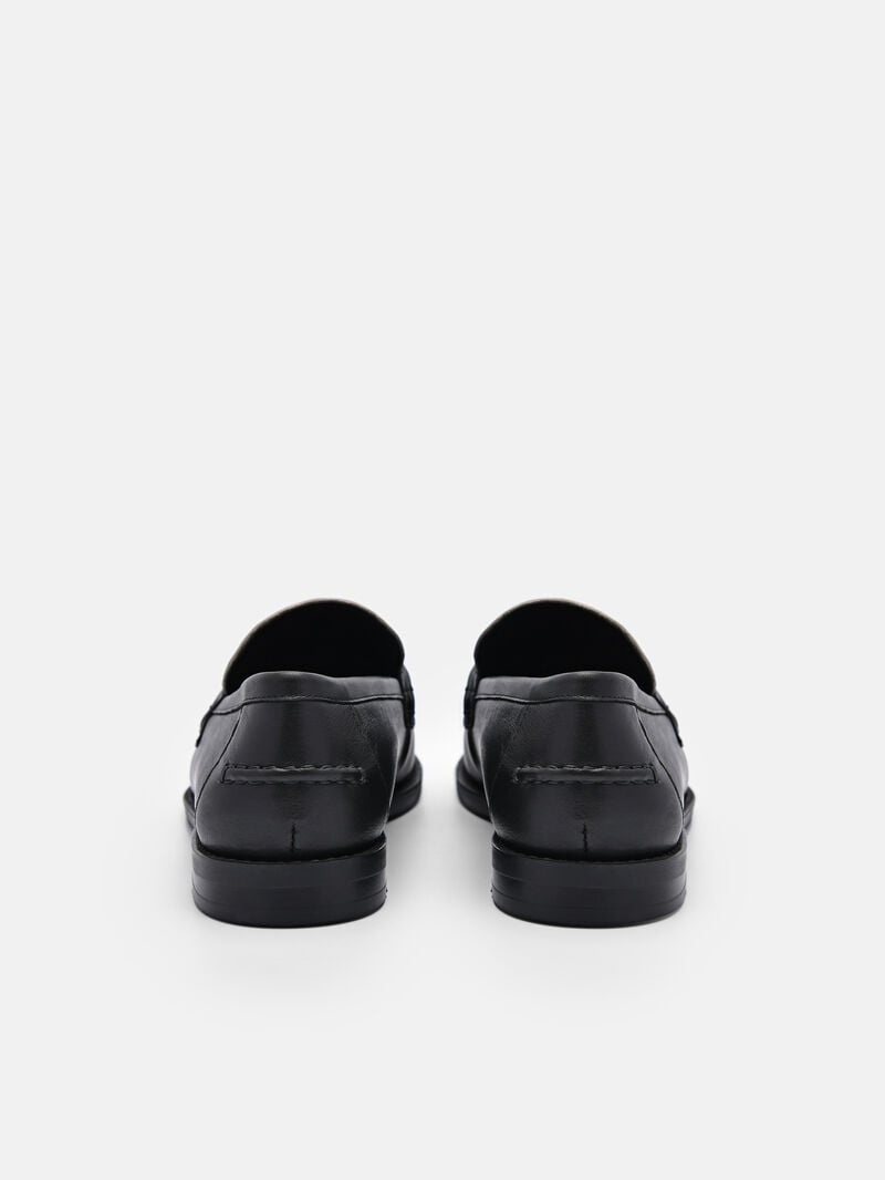 Pedro Studio Jeanne Leather Loafers Women Flats Black | Q9Q-2097