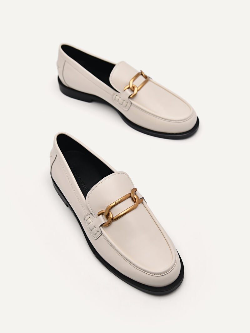 Pedro Studio Jeanne Leather Loafers Women Flats Chalk | Q9Q-2096